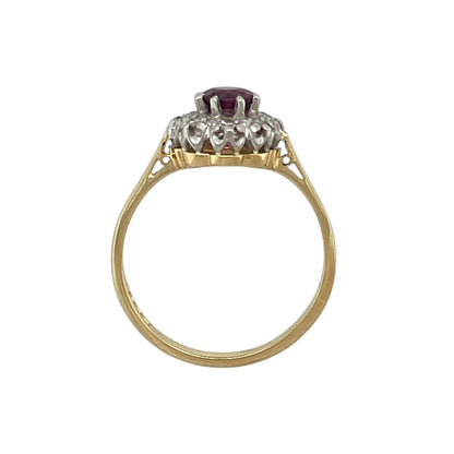 18ct Gold Diamond & Ruby Set Cluster Ring