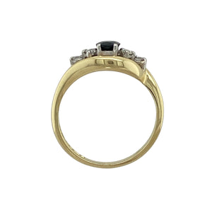 18ct Gold Diamond & Sapphire Set Twist Ring