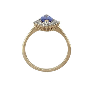 9ct Gold Diamond & Tanzanite Set Cluster Ring
