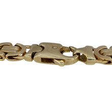 Load image into Gallery viewer, Bring bold design and timeless craftsmanship to your collection with this pre-owned 9ct yellow gold Byzantine style bracelet, offering a substantial feel with intricate detail—perfect as a statement piece or luxury everyday accessory.

Design: The bracelet measures 8&quot; in length with a 9mm link width, showcasing the distinctive Byzantine link style with its intricate interwoven pattern.

