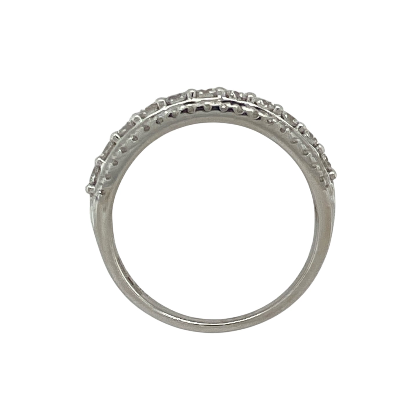 18ct White Gold & Diamond Set Three Row Band Ring