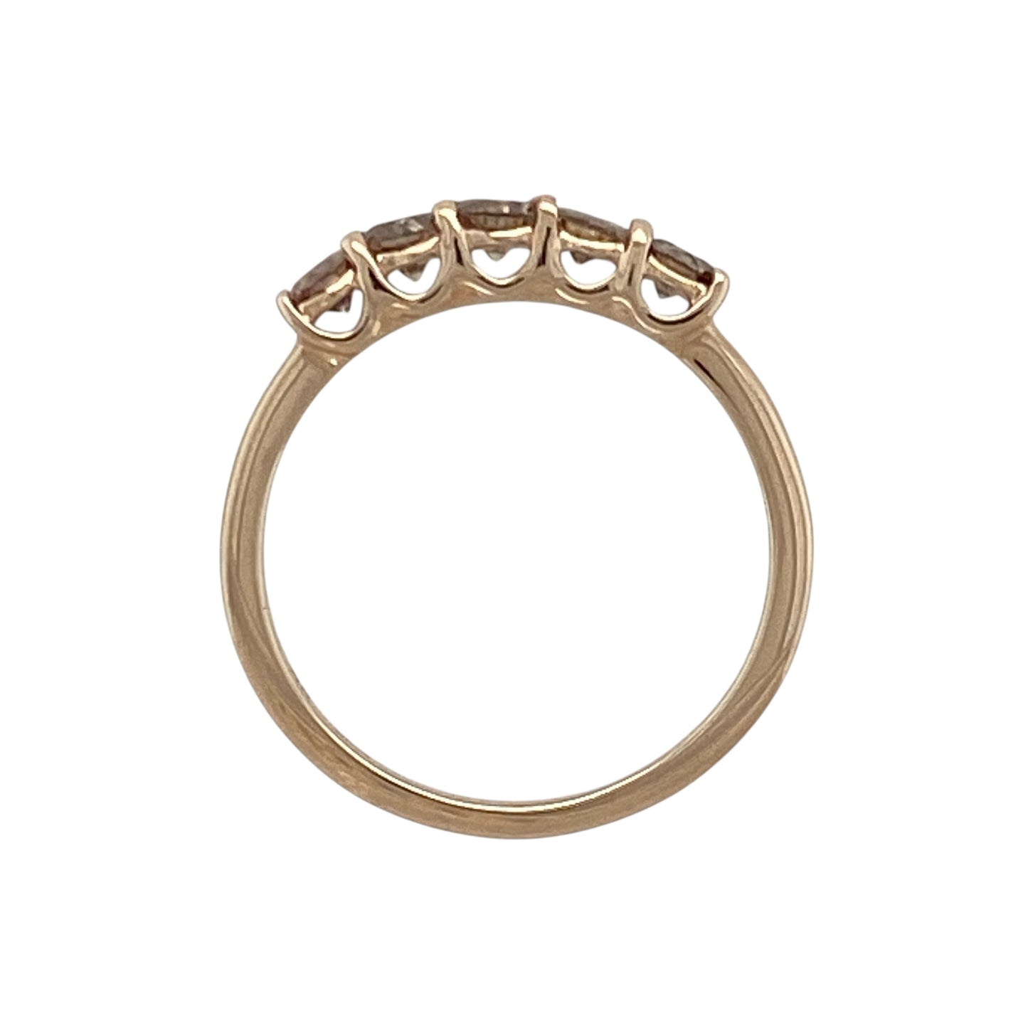 9ct Gold & Champagne Diamond Set Five Stone Set Band Ring
