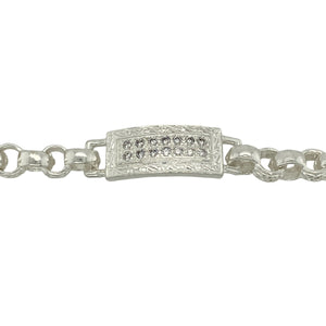 New 925 Silver & Cubic Zirconia Set 6" Identity Belcher Bracelet