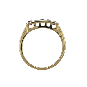 18ct Gold & Platinum Diamond & Ruby Set Band Ring