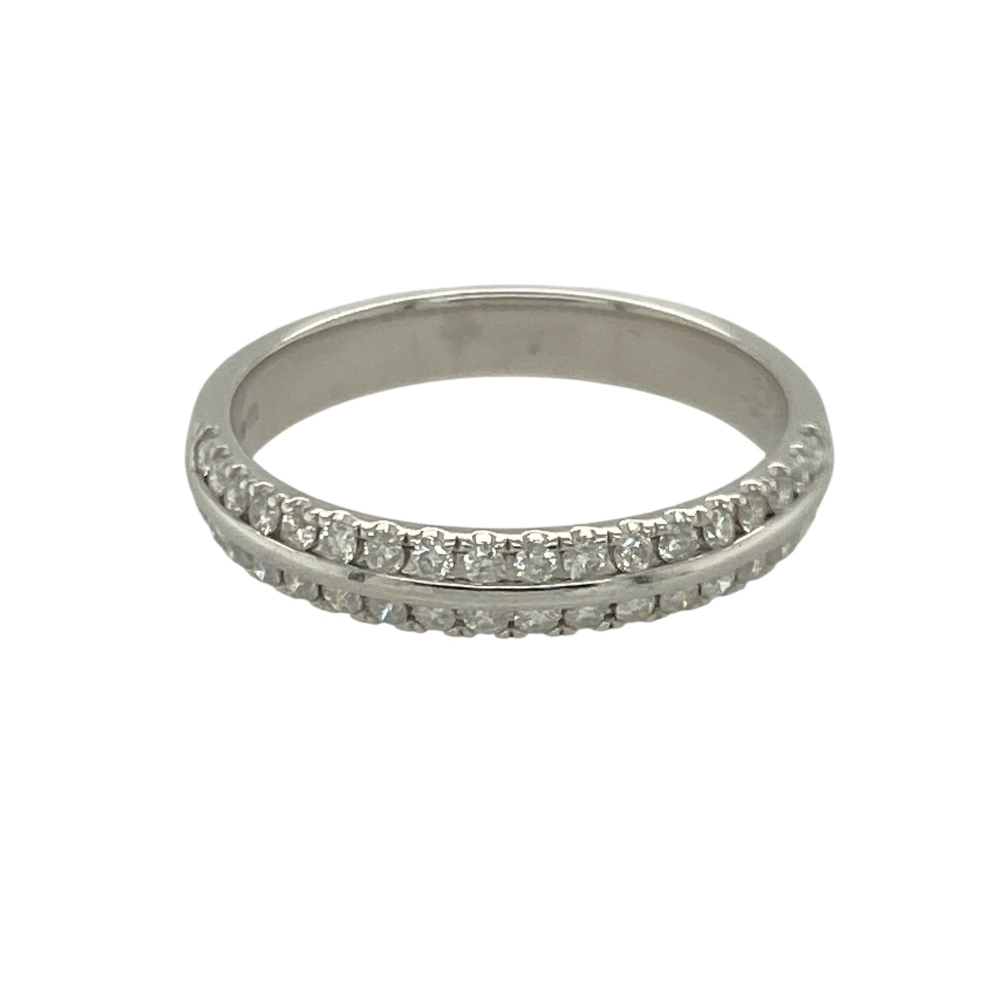 18ct White Gold & Diamond Set Two Row Band Ring