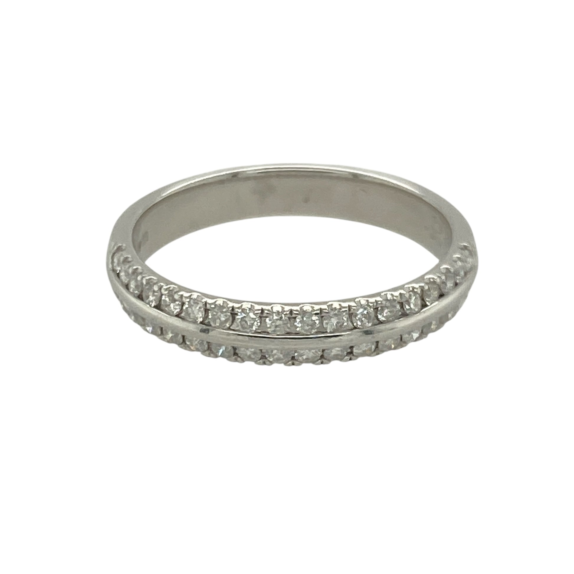 18ct White Gold & Diamond Set Two Row Band Ring
