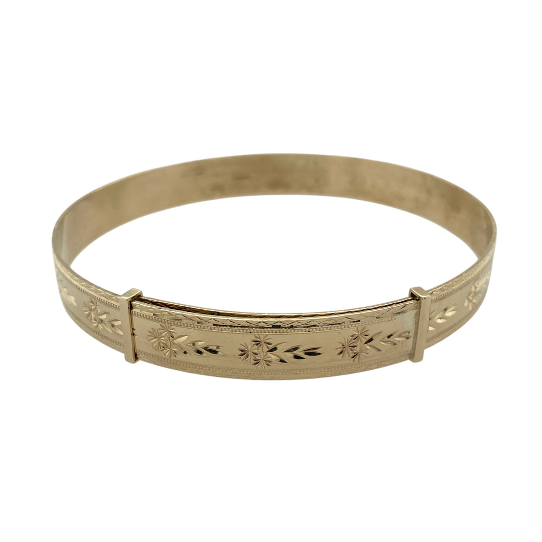 9ct Solid Gold Patterned Expanding Bangle