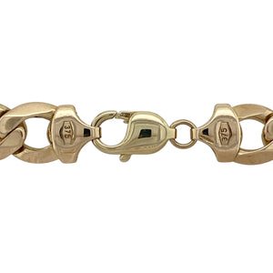 Command attention with this pre-owned 9ct yellow solid gold curb chain, a luxurious heavyweight design with bold style—perfect for those who appreciate standout jewellery.

Design: The chain features classic curb links, measuring 12mm in width for a strong and striking presence.
Material: Made from solid 9-carat yellow gold, the polished finish enhances the warm tone and ensures lasting durability.
