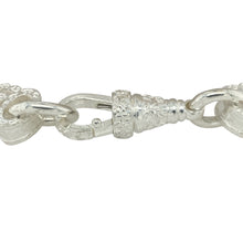 Load image into Gallery viewer, Make a bold statement with this new 925 silver patterned star and bar bracelet, a striking design with substantial weight—perfect for standout style and special occasions.

Design: The bracelet features alternating star and bar patterned links, each measuring 13mm in width for a powerful and eye-catching look.
Material: Made from 925 sterling silver, the polished finish ensures durability while enhancing the intricate pattern.

