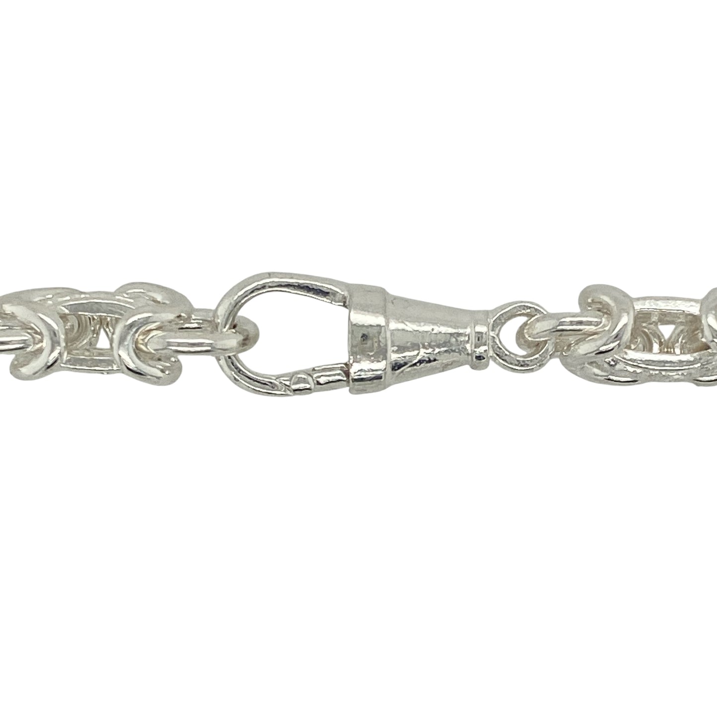 Make a powerful statement with this new 925 solid silver Byzantine chain, a bold and intricate design with substantial weight—perfect for standout style and special occasions.

Design: The chain features patterned Byzantine links, each measuring 10mm in width, showcasing detailed craftsmanship and a distinctive woven look.
Material: Made from solid 925 sterling silver, the polished finish enhances durability while adding lasting shine.
