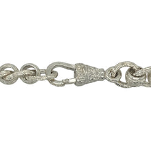 Load image into Gallery viewer, Command attention with this new 925 solid silver rollerball chain, a heavyweight design with bold patterned links—perfect for standout style and statement wear.

Design: The chain features large rollerball-style links, each measuring 11mm in width, with a patterned finish that adds texture and detail.
Material: Made from solid 925 sterling silver, the polished surface ensures durability and lasting shine.

