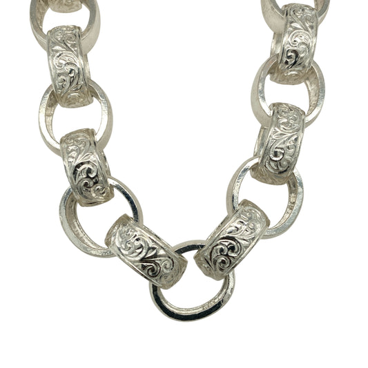 New 925 Solid Silver 26" Patterned Belcher Chain 232 grams