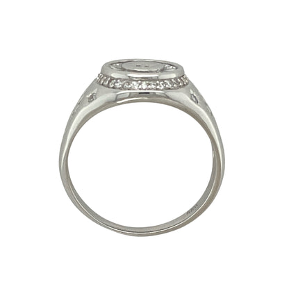 New 925 Silver & Cubic Zirconia Set Signet Ring