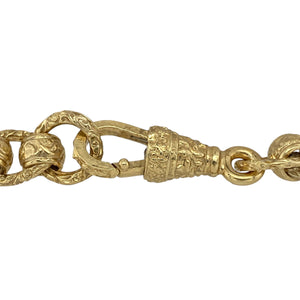 Add bold style to your collection with this new solid 925 silver rollerball bracelet, heavily plated in 9ct gold for a luxurious finish—perfect for everyday wear or standout occasions.

Design: The bracelet features rounded rollerball-style links, each measuring 9mm in width, creating a strong and eye-catching look.
Material: Made from solid 925 sterling silver with heavy 9-carat gold plating, combining durability with rich golden shine.