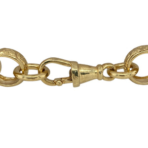 Bring bold elegance to your collection with this new solid 925 silver round link patterned belcher bracelet, heavily plated in 9ct gold for a luxurious finish—perfect for standout style on any occasion.

Design: The bracelet features large round patterned belcher links, each measuring 11mm in width, creating a strong and eye-catching look.
Material: Made from solid 925 sterling silver with heavy 9-carat gold plating, combining durability with a rich golden shine.