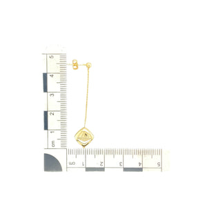9ct Gold Square Chain Drop Stud Earrings
