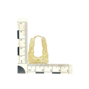 9ct Gold Patterned Textured Handbag Creole Earrings