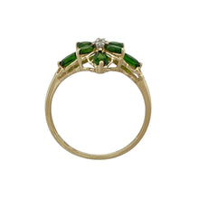 Load image into Gallery viewer, 9ct Gold Diamond &amp; Green Stone Set Flower Dress Ring
