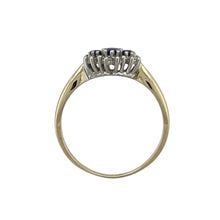 Load image into Gallery viewer, 9ct Gold Diamond &amp; Sapphire Set Trilogy Cluster Ring
