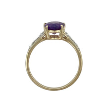 Load image into Gallery viewer, 9ct Gold Diamond &amp; Teardrop Amethyst Set Ring
