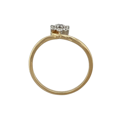 18ct Gold & Diamond Set Flower Twist Ring