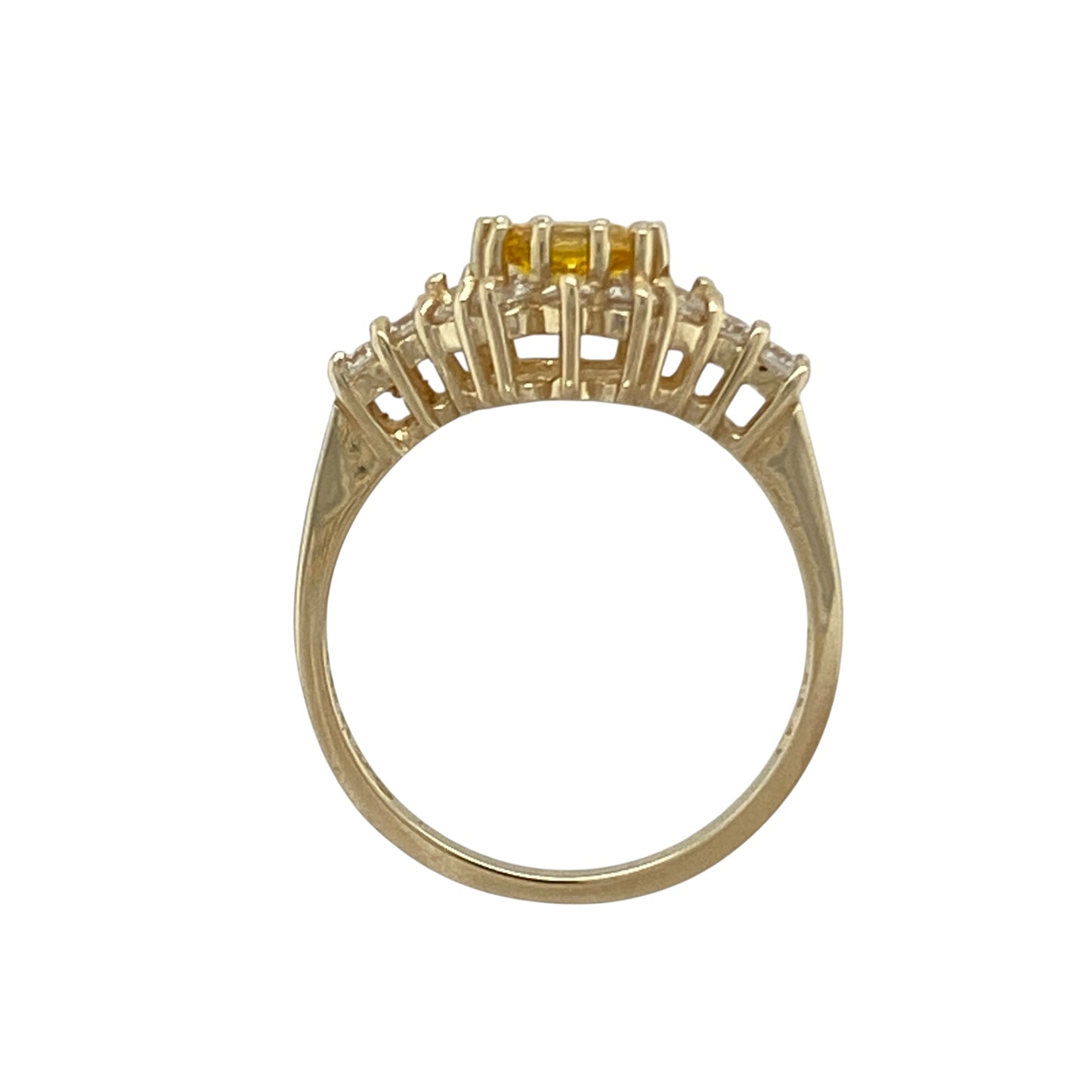 9ct Gold & Cubic Zirconia White and Yellow Cluster Ring