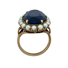 Load image into Gallery viewer, 9ct Gold Seed Pearl &amp; Blue Stone Set Dress Ring

