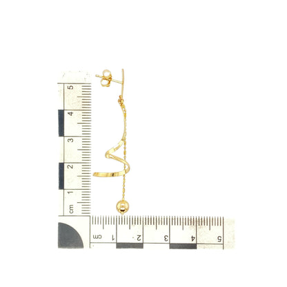 9ct Gold Ball Drop Link and Swirl Drop Earrings