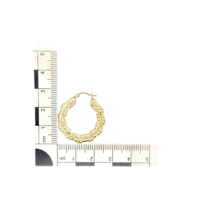 9ct Gold Twisted Flat Hoop Creole Earrings