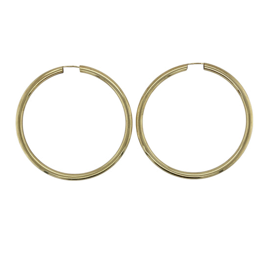9ct Gold Hollow Plain Large Hoop Earrings