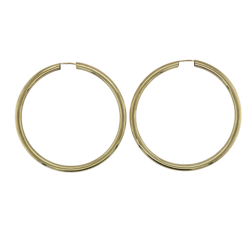 9ct Gold Hollow Plain Large Hoop Earrings