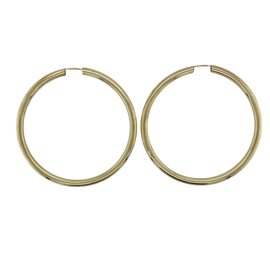 9ct Gold Hollow Plain Large Hoop Earrings