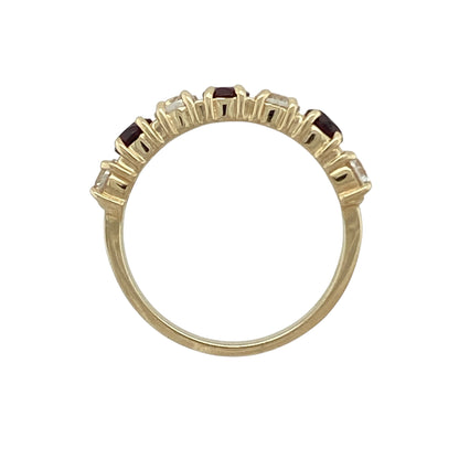 9ct Gold Garnet & Cubic Zirconia Set Band Ring