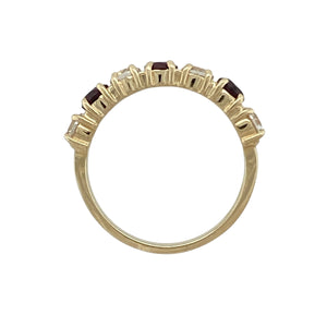 9ct Gold Garnet & Cubic Zirconia Set Band Ring