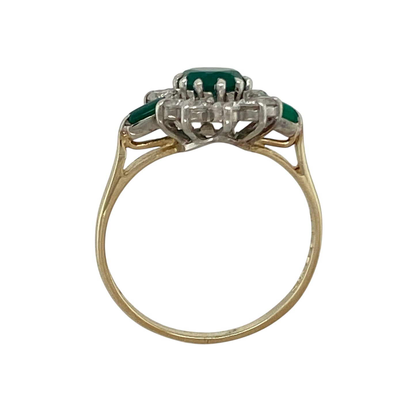9ct Gold Green Stone & Cubic Zirconia Set Cluster Ring