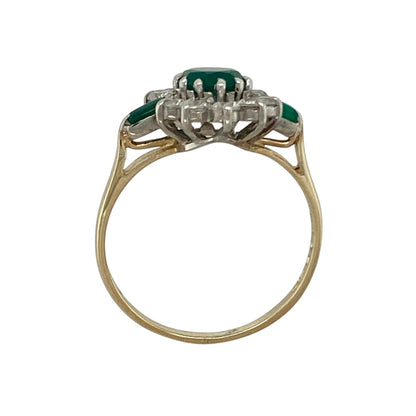 9ct Gold Green Stone & Cubic Zirconia Set Cluster Ring