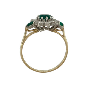 9ct Gold Green Stone & Cubic Zirconia Set Cluster Ring
