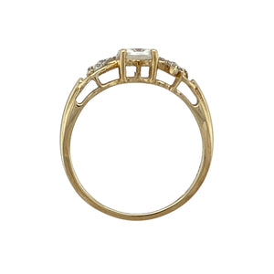 9ct Gold & Cubic Zirconia Set Flower Detail Ring