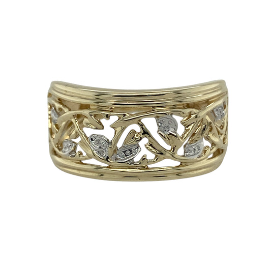 9ct Gold Open Patterned Wide Band Ring