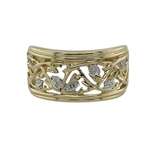 9ct Gold Open Patterned Wide Band Ring