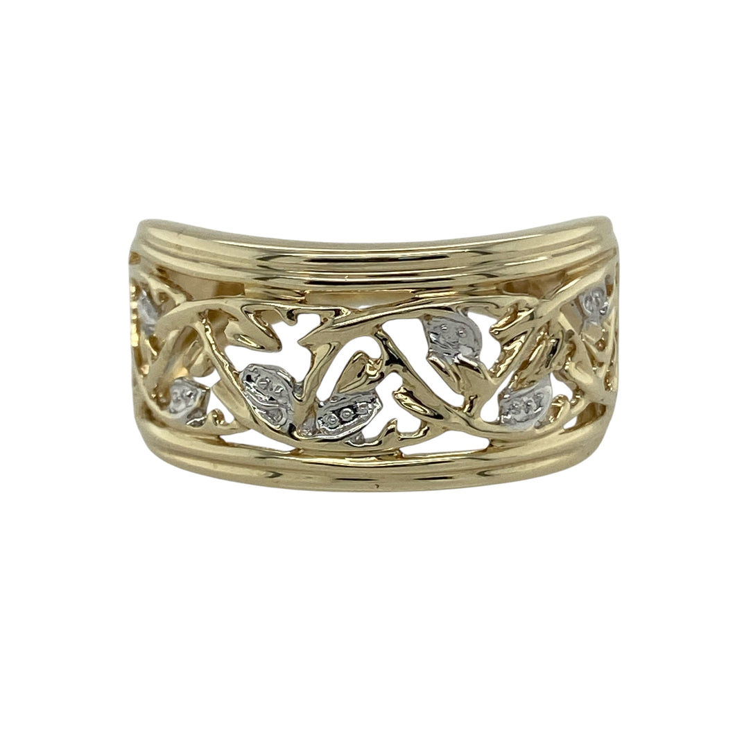 9ct Gold Open Patterned Wide Band Ring