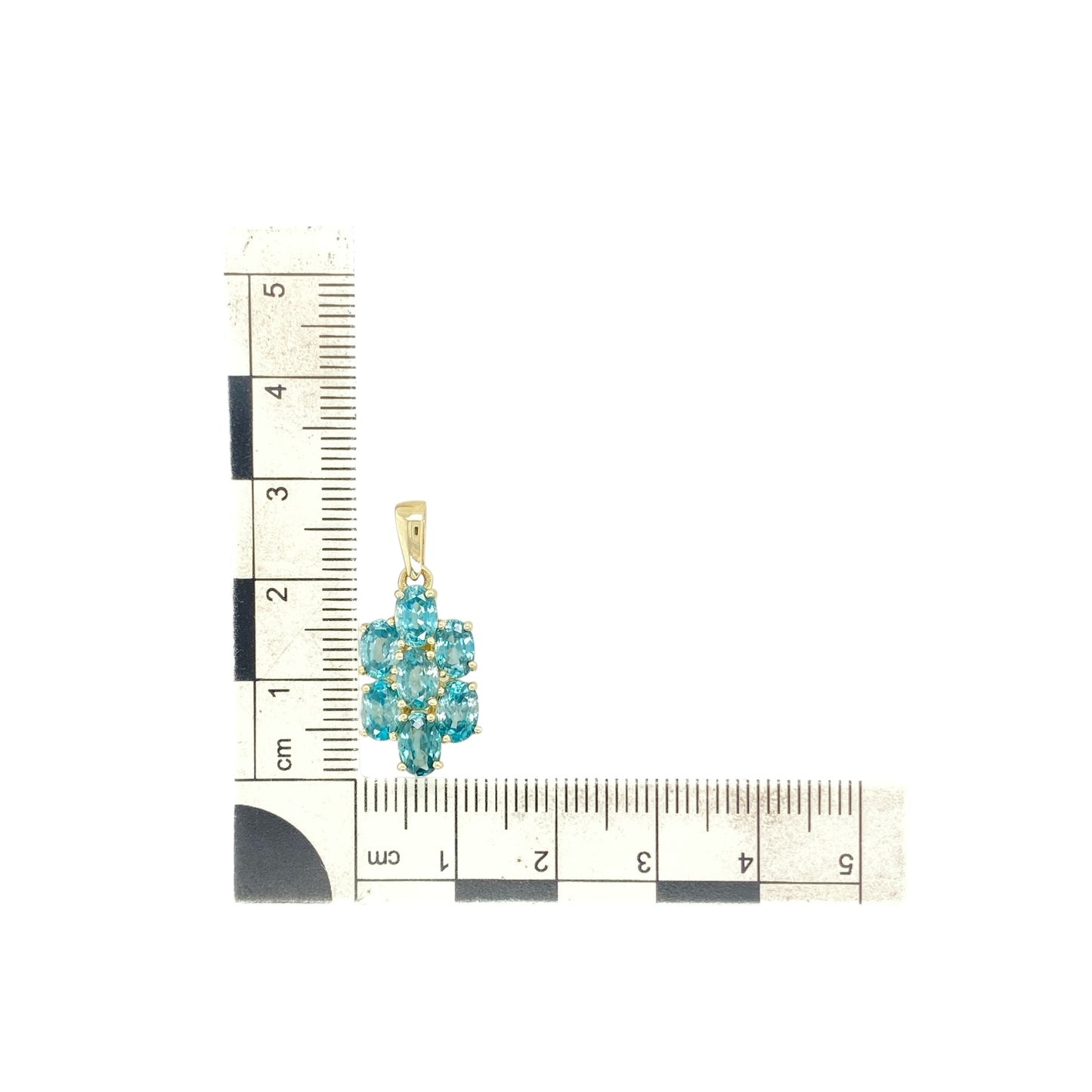 9ct Gold & Blue Topaz Set Cluster Pendant