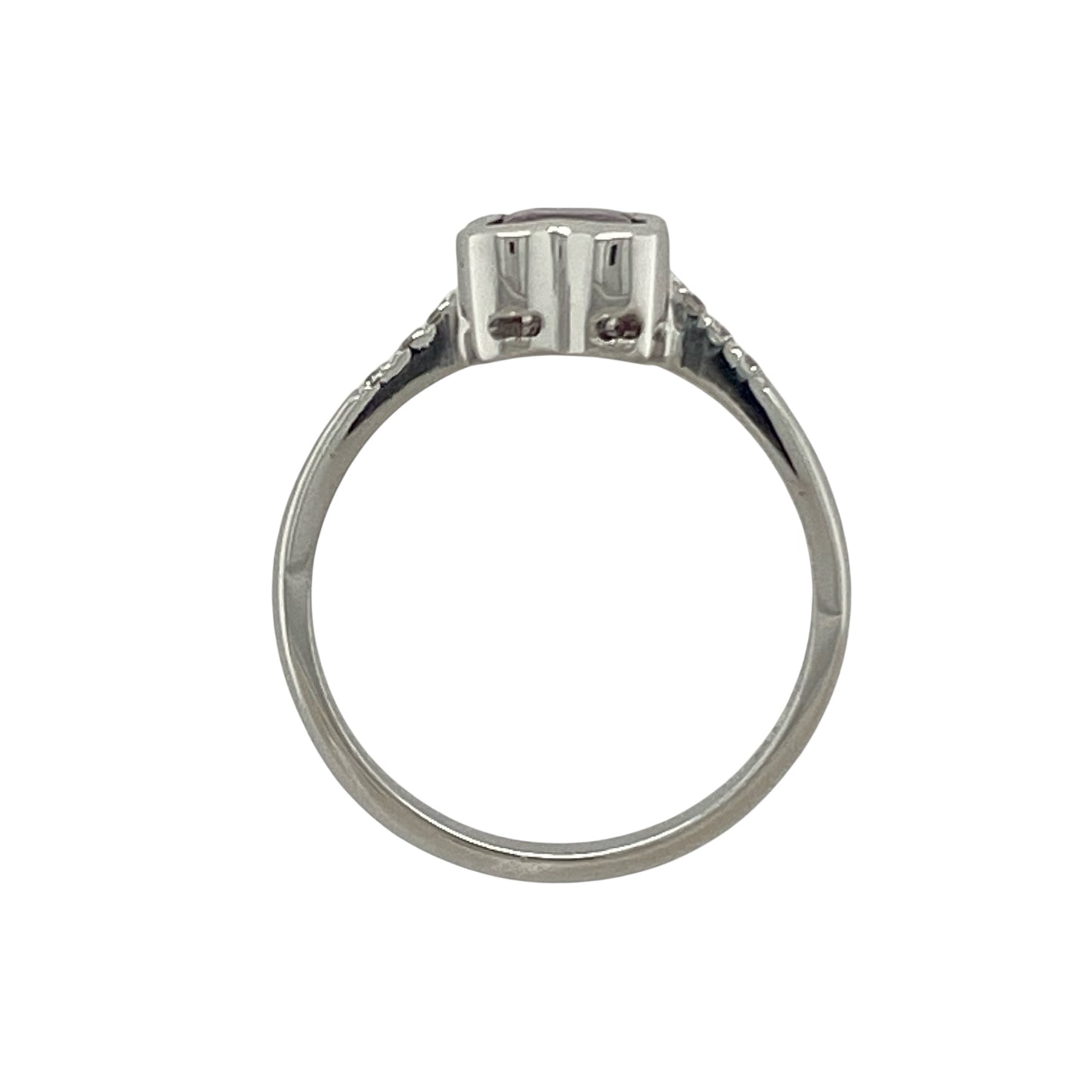 18ct White Gold Diamond & Pink Sapphire Set Ring