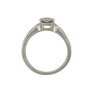 9ct White Gold & Diamond Illusion Set Cluster Solitaire Ring