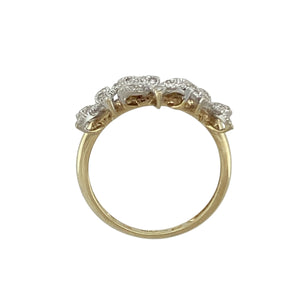 9ct Gold & Diamond Set Flower Trilogy Ring