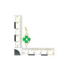 Load image into Gallery viewer, 9ct Gold Green Stone &amp; Cubic Zirconia Set Flower Pendant
