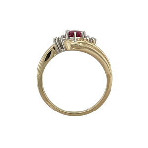 9ct Gold Diamond & Ruby Set Cluster Twist Ring