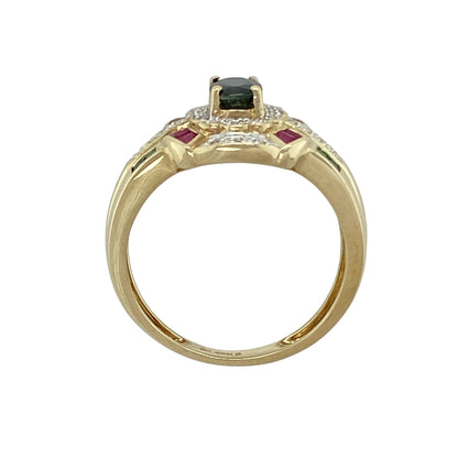 9ct Gold Diamond & Gemstone Set Dress Ring