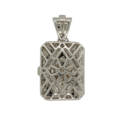 18ct White Gold & Diamond Set Filigree Design Locket