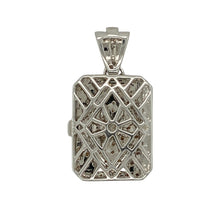 Load image into Gallery viewer, 18ct White Gold &amp; Diamond Set Filigree Design Locket
